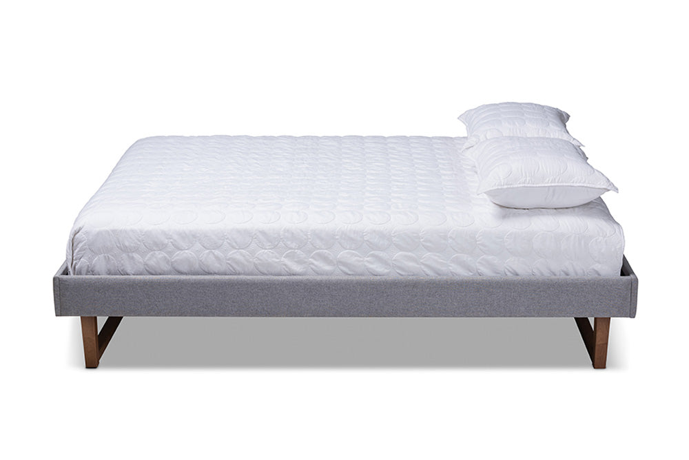 Baxton Studio - Liliya Full Size Bed Frame - MG97043-1-Light Grey/Ash Walnut-Bed Frame-Full view 2