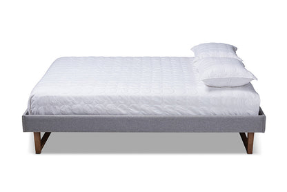 Baxton Studio - Liliya Full Size Bed Frame - MG97043-1-Light Grey/Ash Walnut-Bed Frame-Full view 2