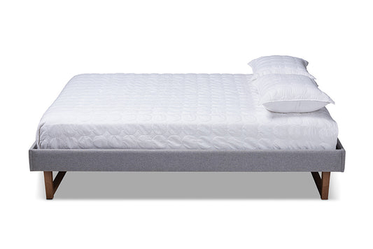 Baxton Studio - Liliya Full Size Bed Frame - MG97043-1-Light Grey/Ash Walnut-Bed Frame-Full view 2