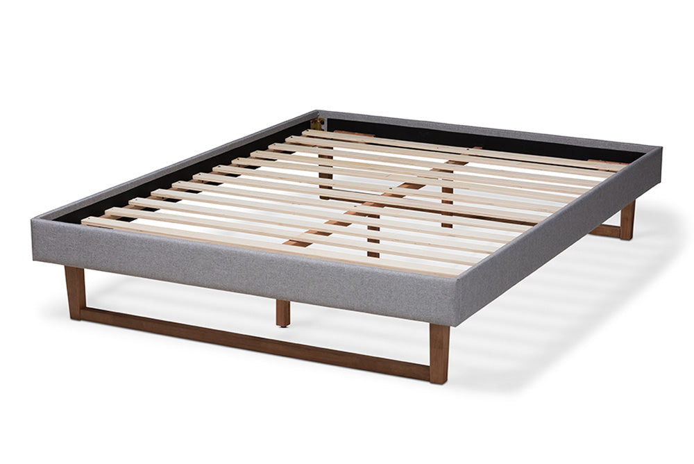 Baxton Studio - Liliya Full Size Bed Frame - MG97043-1-Light Grey/Ash Walnut-Bed Frame-Full view 3