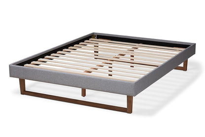 Baxton Studio - Liliya Full Size Bed Frame - MG97043-1-Light Grey/Ash Walnut-Bed Frame-Full view 3