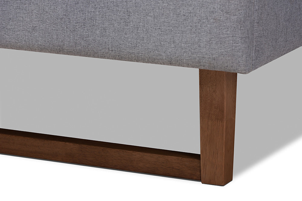 Baxton Studio - Liliya Full Size Bed Frame - MG97043-1-Light Grey/Ash Walnut-Bed Frame-Full view 4