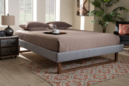 Baxton Studio - Liliya Full Size Bed Frame - MG97043-1-Light Grey/Ash Walnut-Bed Frame-Full view 5
