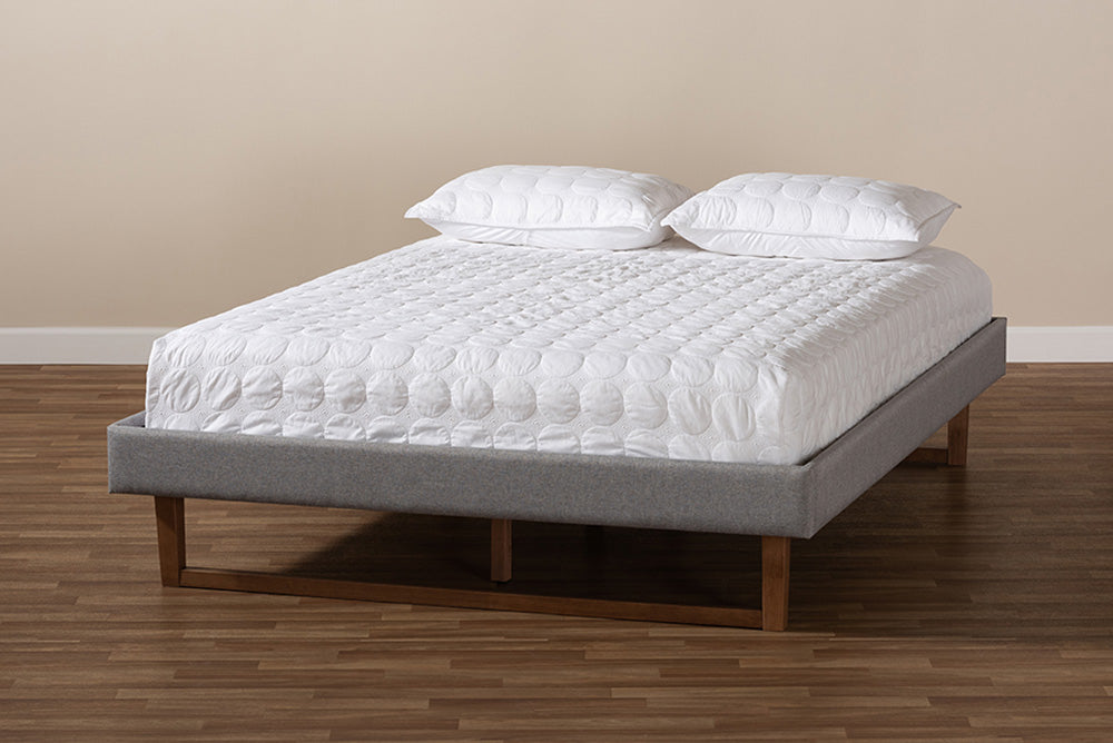 Baxton Studio - Liliya Full Size Bed Frame - MG97043-1-Light Grey/Ash Walnut-Bed Frame-Full view 6