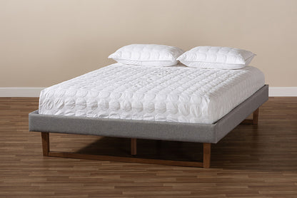 Baxton Studio - Liliya Full Size Bed Frame - MG97043-1-Light Grey/Ash Walnut-Bed Frame-Full view 6