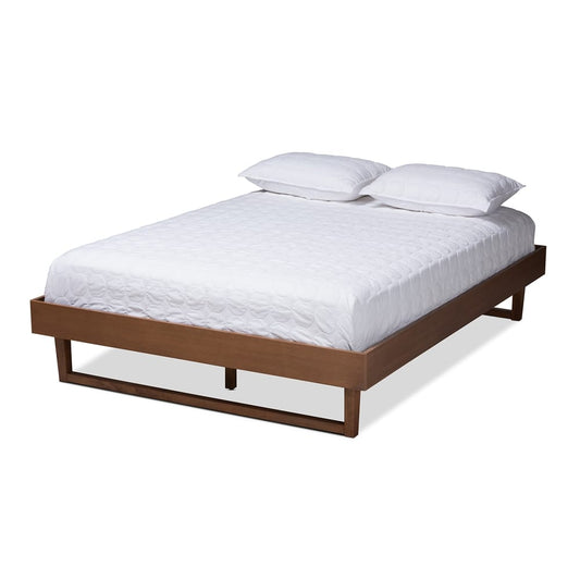 Baxton Studio - Liliya Queen Size Bed Frame in Ash Walnut - MG97043-Ash Walnut-Bed Frame-Queen view 1