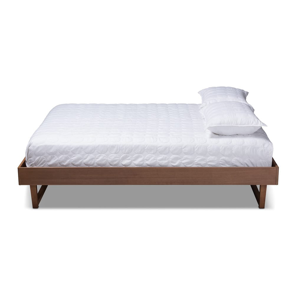 Baxton Studio - Liliya Queen Size Bed Frame in Ash Walnut - MG97043-Ash Walnut-Bed Frame-Queen view 2