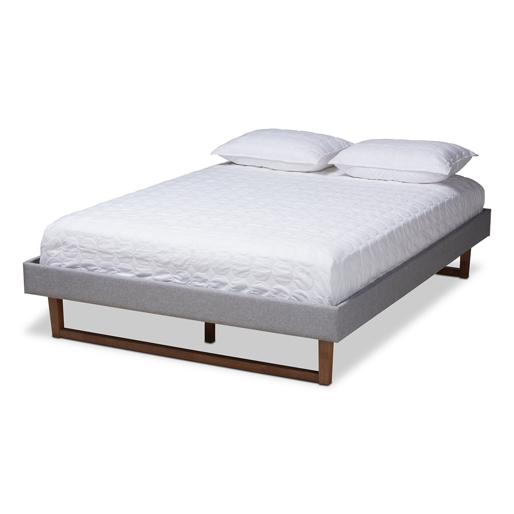 Baxton Studio - Liliya Queen Size Bed Frame in Dark Gray/Walnut - MG97043-1-Dark Grey/Ash Walnut-Bed Frame-Queen view 1