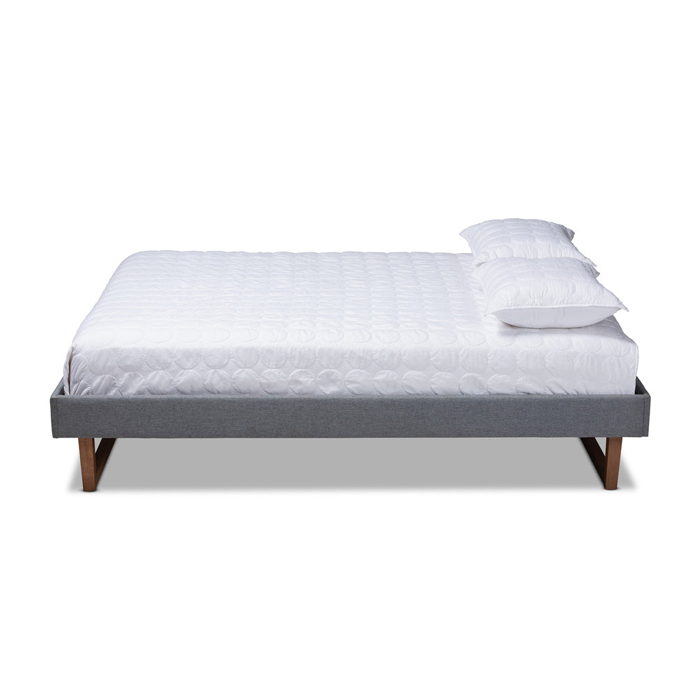 Baxton Studio - Liliya Queen Size Bed Frame in Dark Gray/Walnut - MG97043-1-Dark Grey/Ash Walnut-Bed Frame-Queen view 2