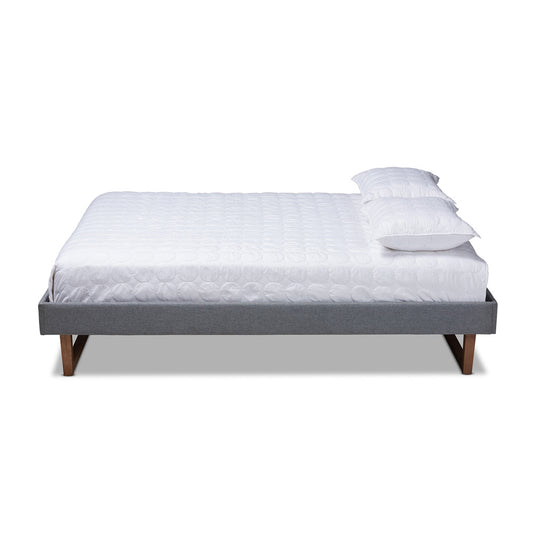 Baxton Studio - Liliya Queen Size Bed Frame in Dark Gray/Walnut - MG97043-1-Dark Grey/Ash Walnut-Bed Frame-Queen view 2