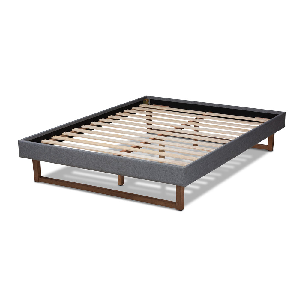 Baxton Studio - Liliya Queen Size Bed Frame in Dark Gray/Walnut - MG97043-1-Dark Grey/Ash Walnut-Bed Frame-Queen view 3