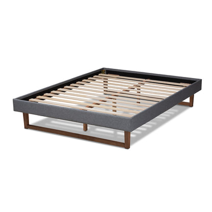 Baxton Studio - Liliya Queen Size Bed Frame in Dark Gray/Walnut - MG97043-1-Dark Grey/Ash Walnut-Bed Frame-Queen view 3