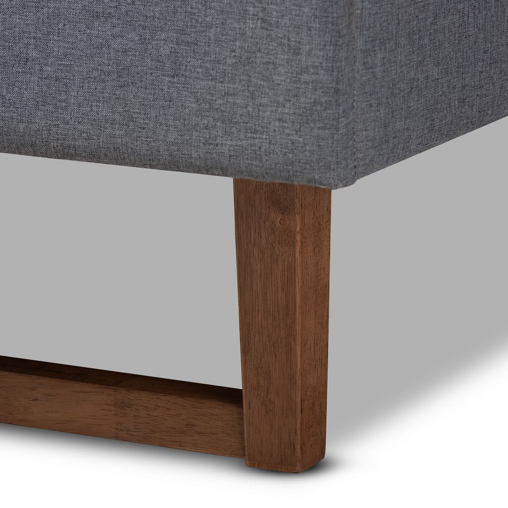 Baxton Studio - Liliya Queen Size Bed Frame in Dark Gray/Walnut - MG97043-1-Dark Grey/Ash Walnut-Bed Frame-Queen view 4
