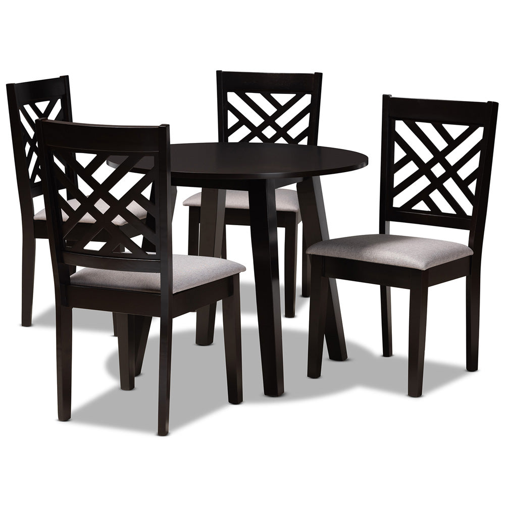 Baxton Studio - Lilly Dining Set in Grey/Dark Brown - Lilly-Grey/Dark Brown-5PC Dining Set view 1