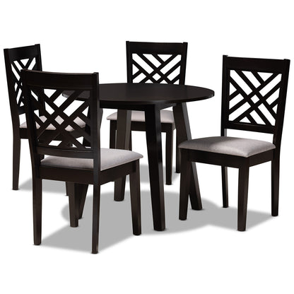 Baxton Studio - Lilly Dining Set in Grey/Dark Brown - Lilly-Grey/Dark Brown-5PC Dining Set view 1