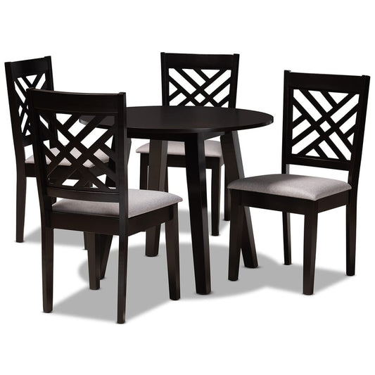 Baxton Studio - Lilly Dining Set in Grey/Dark Brown - Lilly-Grey/Dark Brown-5PC Dining Set view 1