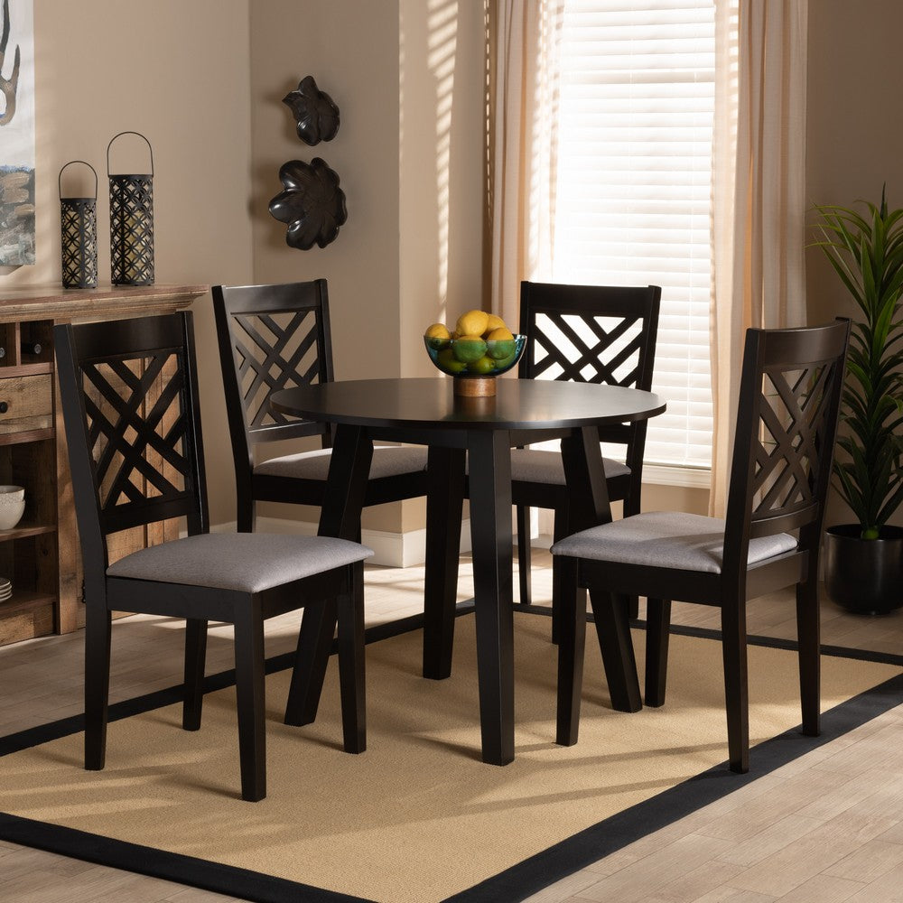 Baxton Studio - Lilly Dining Set in Grey/Dark Brown - Lilly-Grey/Dark Brown-5PC Dining Set view 7