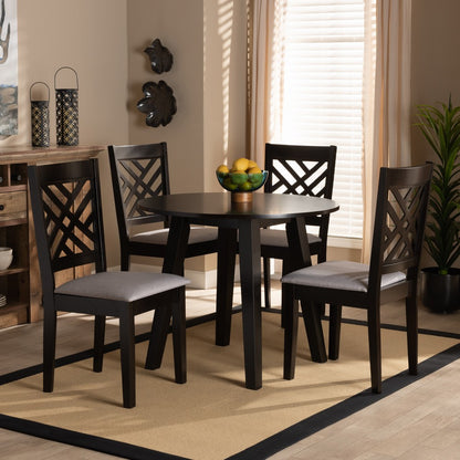 Baxton Studio - Lilly Dining Set in Grey/Dark Brown - Lilly-Grey/Dark Brown-5PC Dining Set view 7