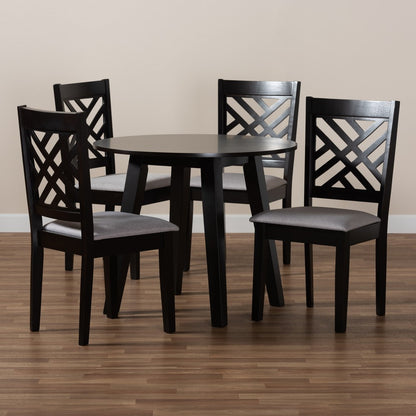 Baxton Studio - Lilly Dining Set in Grey/Dark Brown - Lilly-Grey/Dark Brown-5PC Dining Set view 8