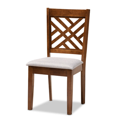 Baxton Studio - Lilly Dining Set in Grey/Walnut - Lilly-Grey/Walnut-5PC Dining Set view 2