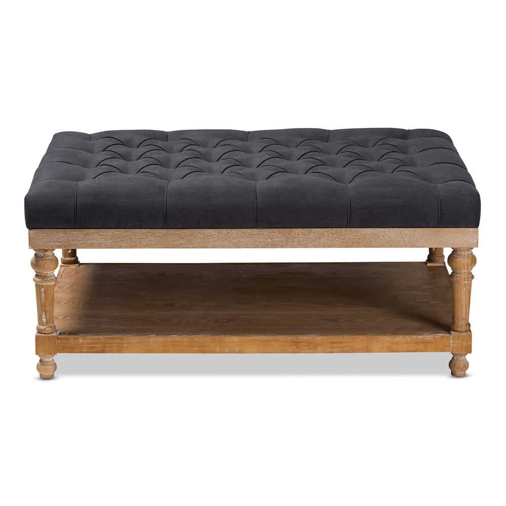Baxton Studio - Lindsey Ottoman in Charcoal/Greywashed - JY-0002-Charcoal/Greywashed-Otto view 2