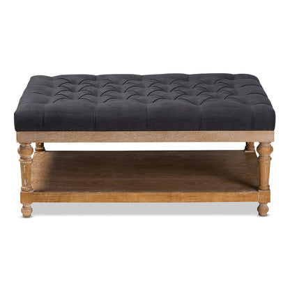 Baxton Studio - Lindsey Ottoman in Charcoal/Greywashed - JY-0002-Charcoal/Greywashed-Otto view 2
