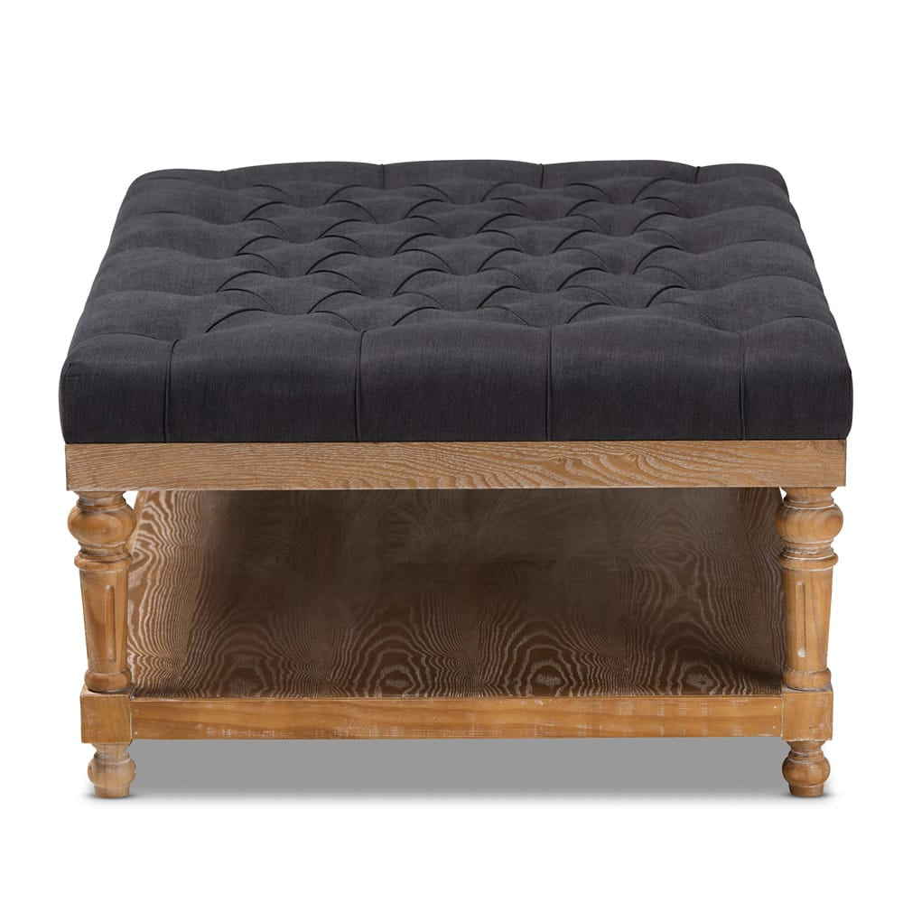 Baxton Studio - Lindsey Ottoman in Charcoal/Greywashed - JY-0002-Charcoal/Greywashed-Otto view 3
