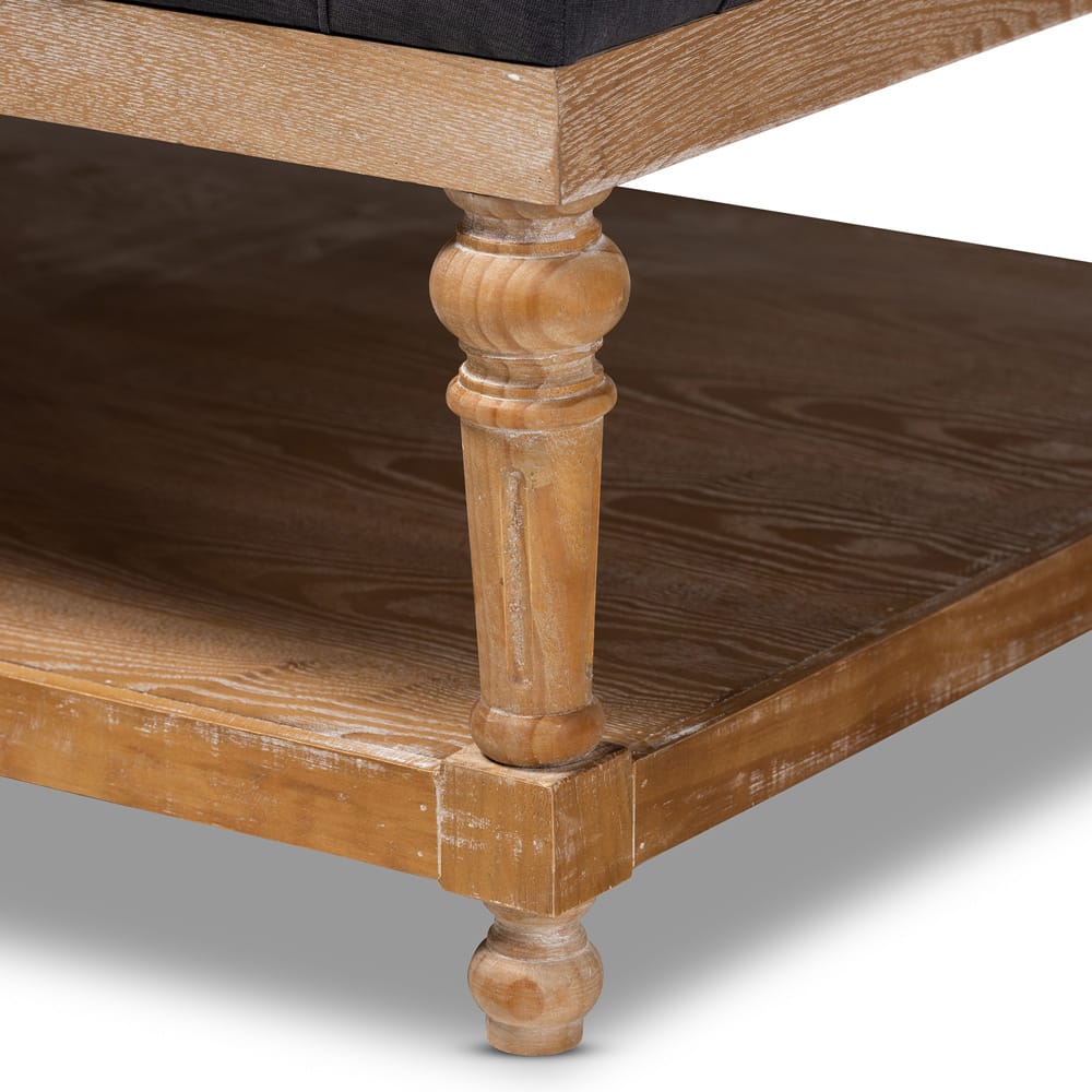 Baxton Studio - Lindsey Ottoman in Charcoal/Greywashed - JY-0002-Charcoal/Greywashed-Otto view 5