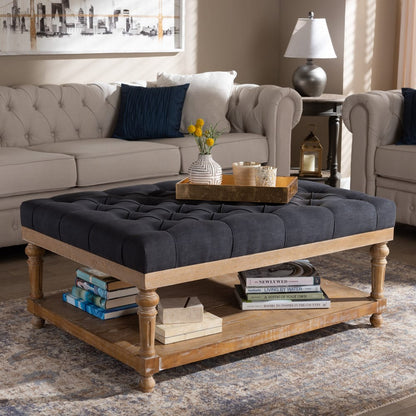 Baxton Studio - Lindsey Ottoman in Charcoal/Greywashed - JY-0002-Charcoal/Greywashed-Otto view 6