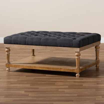 Baxton Studio - Lindsey Ottoman in Charcoal/Greywashed - JY-0002-Charcoal/Greywashed-Otto view 7