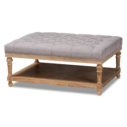 Baxton Studio - Lindsey Ottoman in Charcoal/Greywashed - JY-0002-Grey/Greywashed-Otto view 1