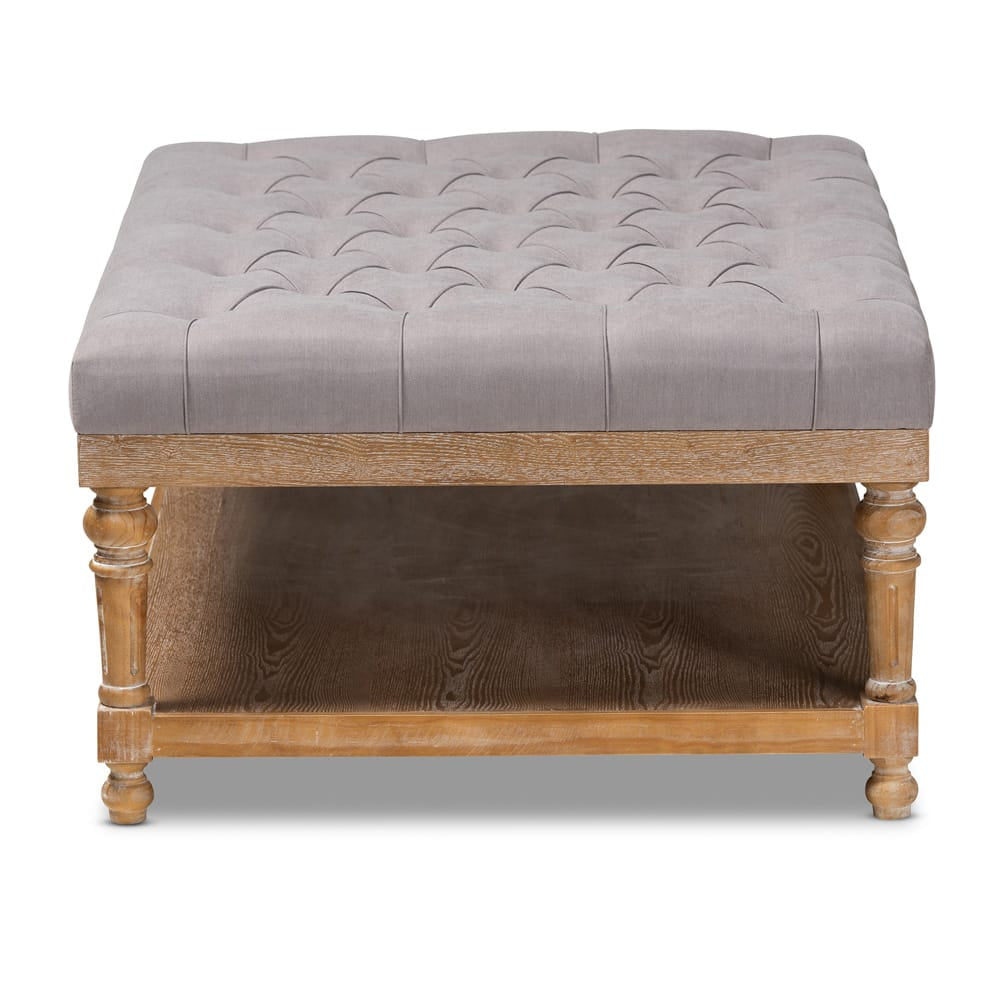 Baxton Studio - Lindsey Ottoman in Charcoal/Greywashed - JY-0002-Grey/Greywashed-Otto view 3