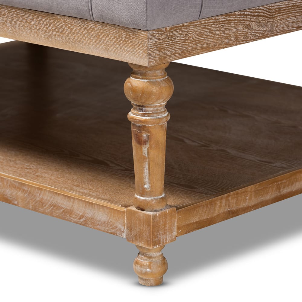 Baxton Studio - Lindsey Ottoman in Charcoal/Greywashed - JY-0002-Grey/Greywashed-Otto view 5
