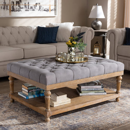 Baxton Studio - Lindsey Ottoman in Charcoal/Greywashed - JY-0002-Grey/Greywashed-Otto view 6