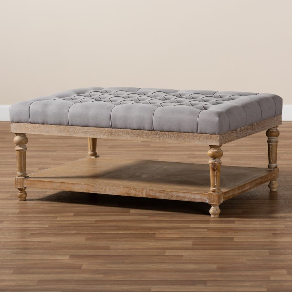 Baxton Studio - Lindsey Ottoman in Charcoal/Greywashed - JY-0002-Grey/Greywashed-Otto view 7