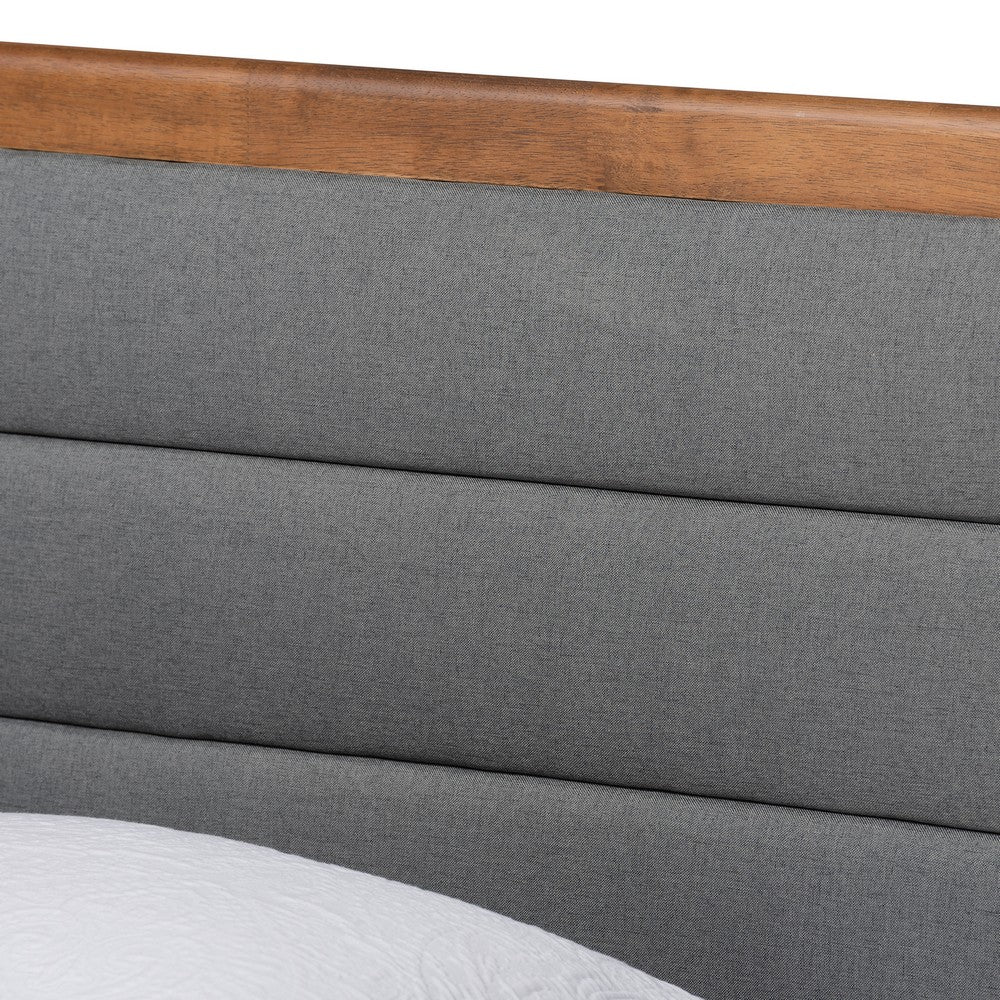 Baxton Studio - Linn Twin Size Bed in Dark Grey/Walnut Brown - Linn-Dark Grey/Walnut-Twin view 4