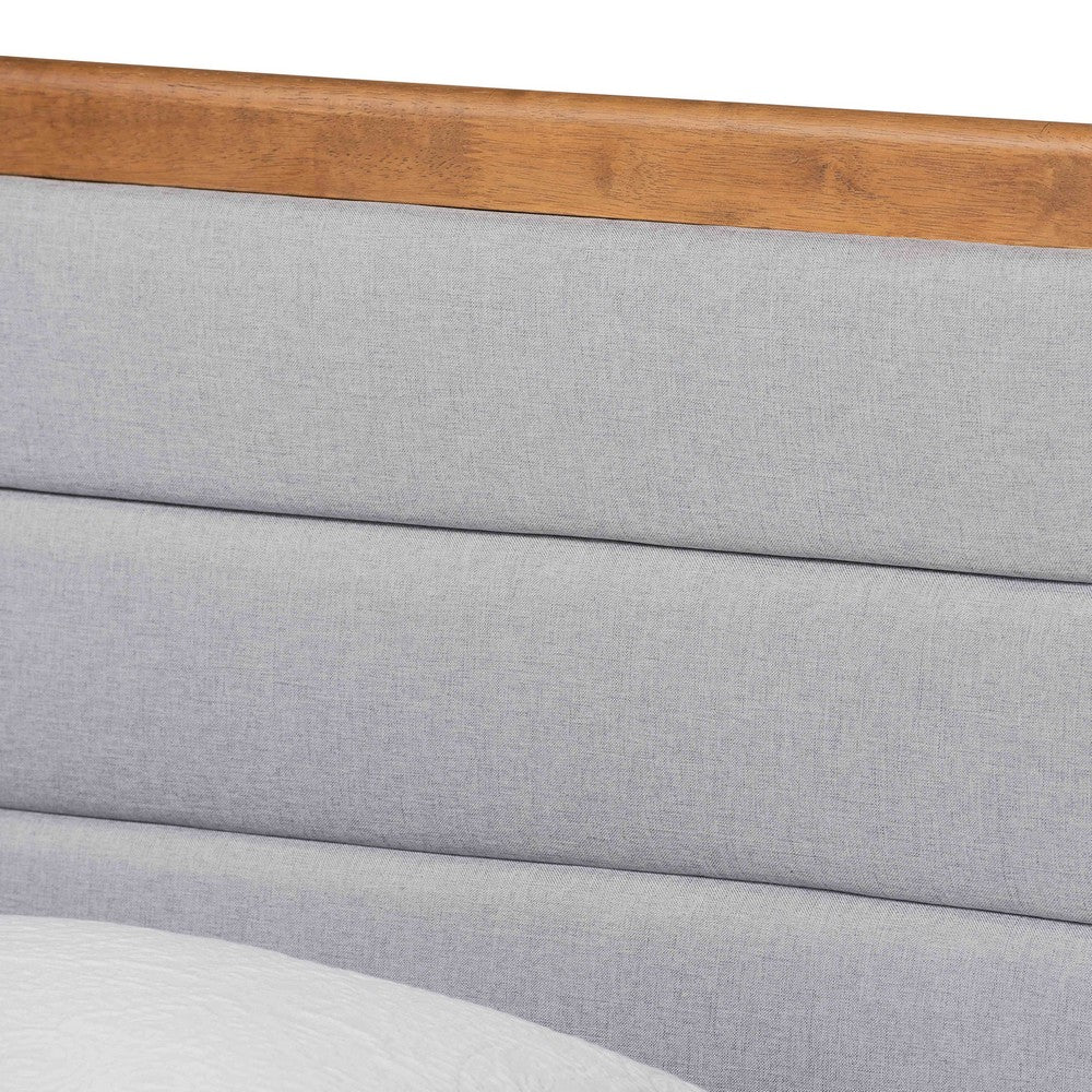 Baxton Studio - Linn Twin Size Bed in Light Grey/Walnut Brown - Linn-Light Grey/Walnut-Twin view 4