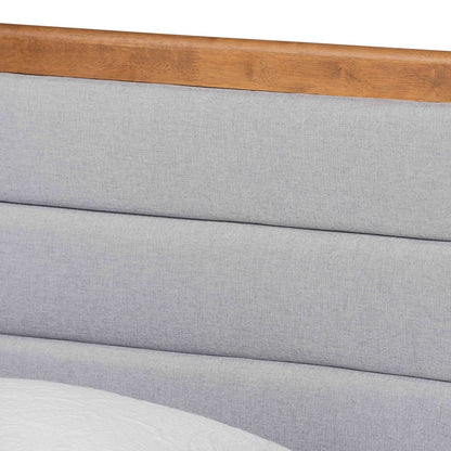 Baxton Studio - Linn Twin Size Bed in Light Grey/Walnut Brown - Linn-Light Grey/Walnut-Twin view 4