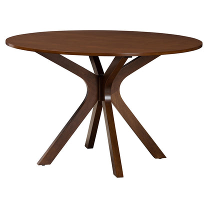 Baxton Studio - Linnet Dining Set in Walnut Brown/Brown - RH254C-Walnut Rattan-Round-7PC Dining Set view 3