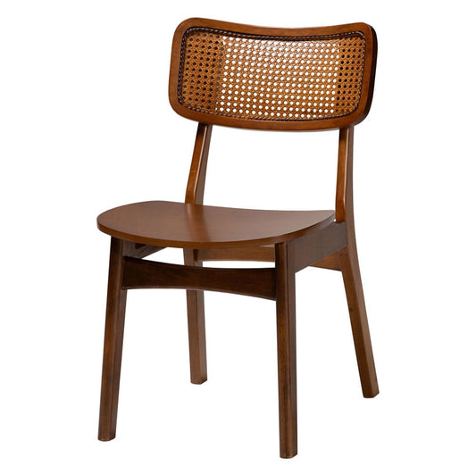 Baxton Studio - Linnet Dining Set in Walnut Brown/Light Brown - RH254C-Walnut Rattan-Round-5PC Dining Set view 2