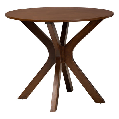 Baxton Studio - Linnet Dining Set in Walnut Brown/Light Brown - RH254C-Walnut Rattan-Round-5PC Dining Set view 3