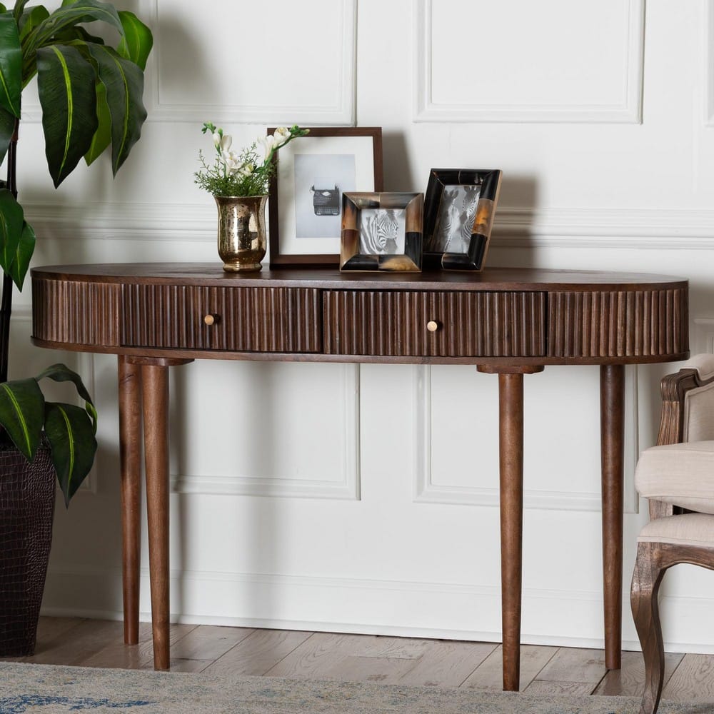 Baxton Studio - Linore Console Table in Dark Walnut Brown - FUR6897-2DW-Console Table view 9