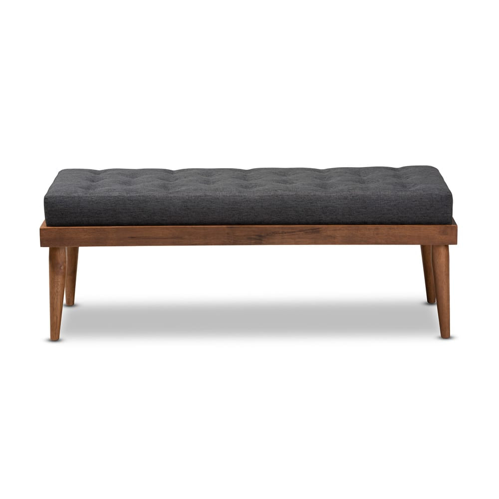 Baxton Studio - Linus Bench in Charcoal/Walnut - BBT5363-Dark Grey-Bench view 1