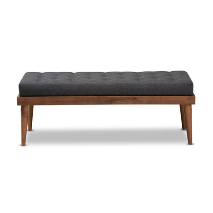 Baxton Studio - Linus Bench in Charcoal/Walnut - BBT5363-Dark Grey-Bench view 1