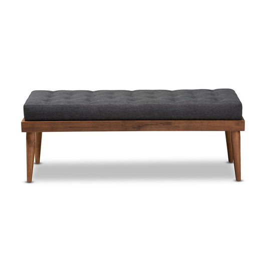 Baxton Studio - Linus Bench in Charcoal/Walnut - BBT5363-Dark Grey-Bench view 1