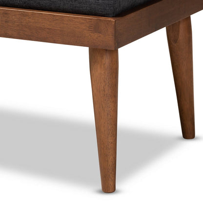Baxton Studio - Linus Bench in Charcoal/Walnut - BBT5363-Dark Grey-Bench view 4