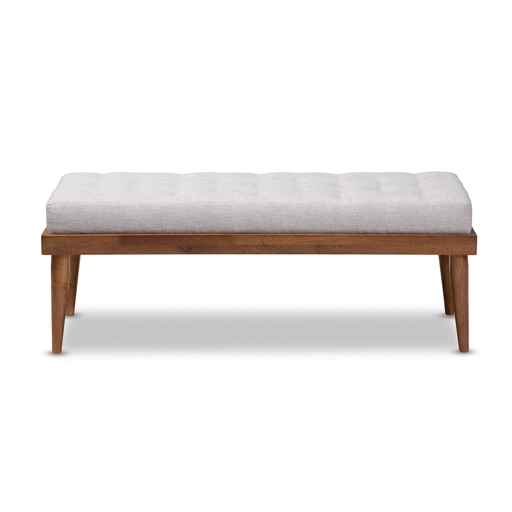 Baxton Studio - Linus Bench in Grayish Beige/Walnut - BBT5363-Greyish Beige-Bench view 1