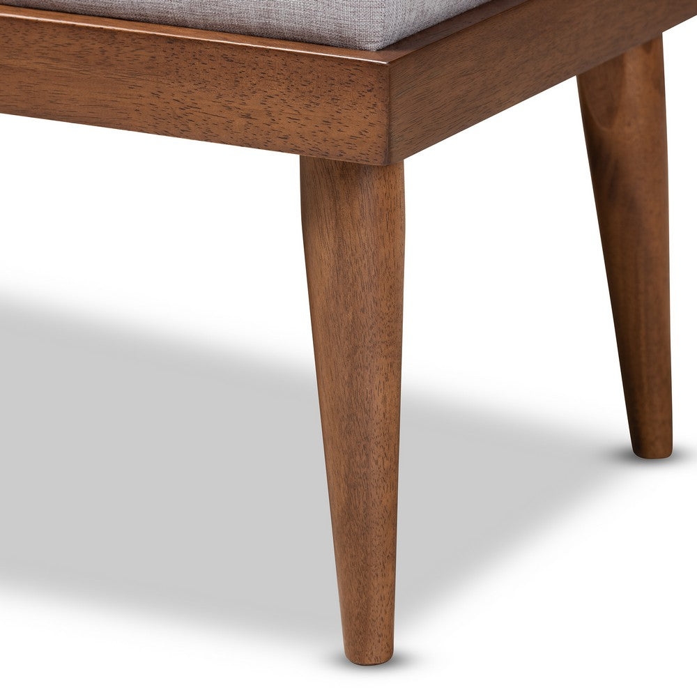 Baxton Studio - Linus Bench in Grayish Beige/Walnut - BBT5363-Greyish Beige-Bench view 4