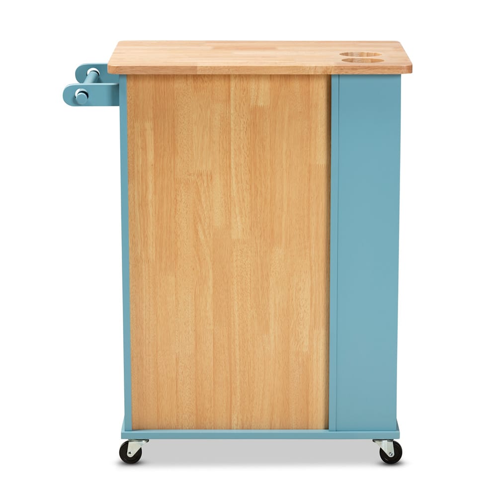 Baxton Studio - Liona Furniture/Kitchen Furniture/Carts/Kitchen Carts in Blue/Natural - RT599-OCC-Natural/Sky Blue-Cart view 5