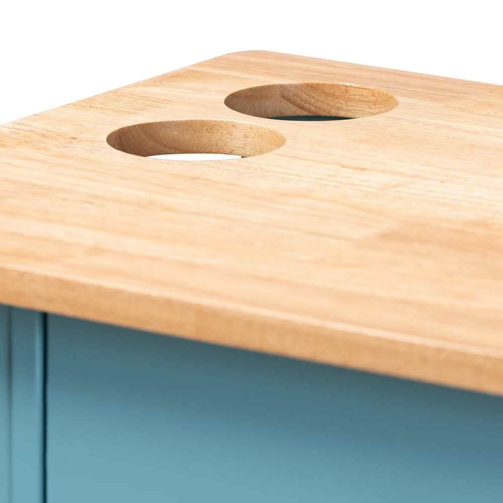 Baxton Studio - Liona Furniture/Kitchen Furniture/Carts/Kitchen Carts in Blue/Natural - RT599-OCC-Natural/Sky Blue-Cart view 7